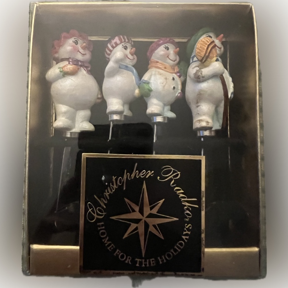 Christopher Radko "Home for the Holidays" snowman cheese spreaders NIB